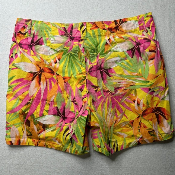 Fresh Produce Women's Floral Print Shorts Size 12 Tropical Yellow Pink Green - Picture 1 of 6